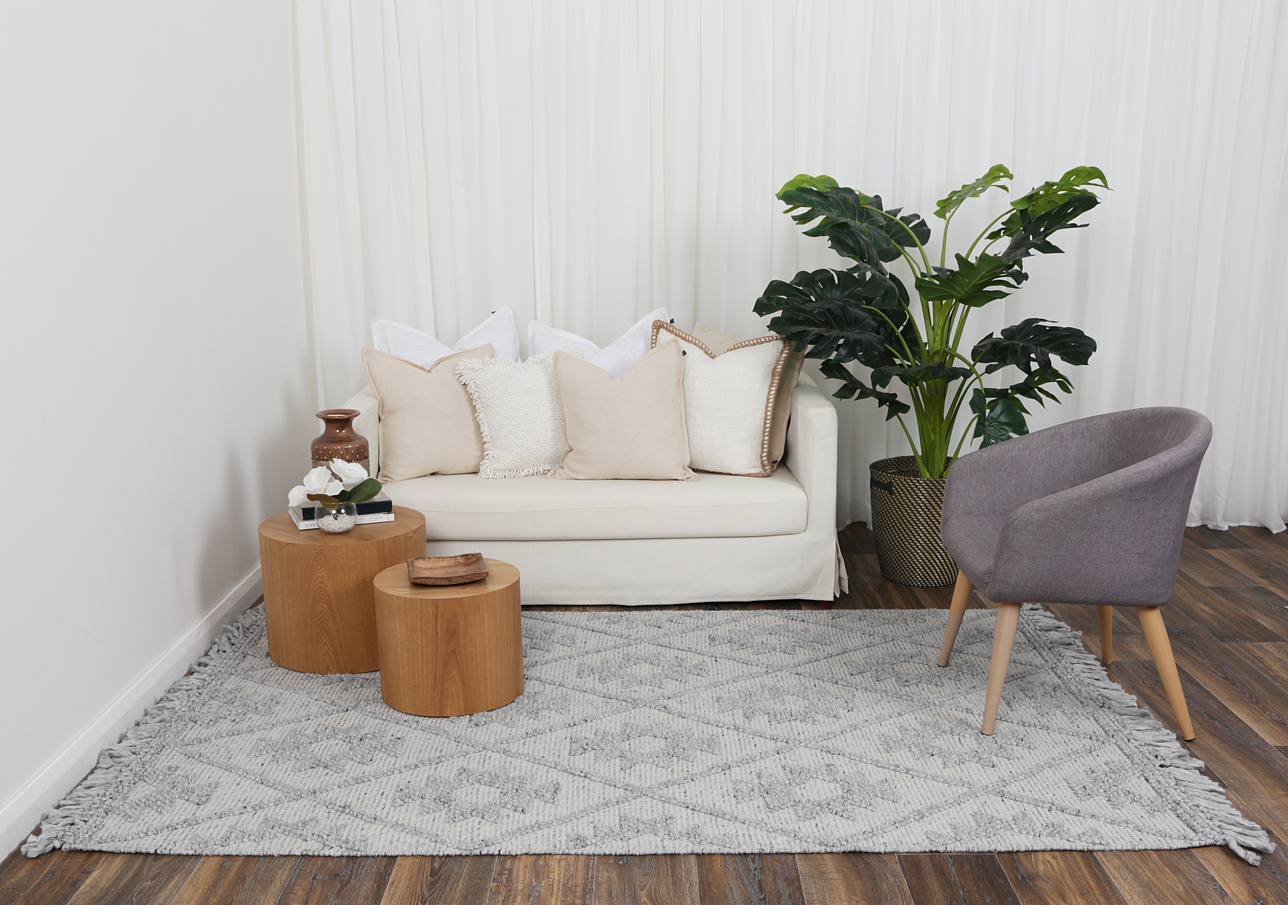 Marco Geometric Grey Wool Rug