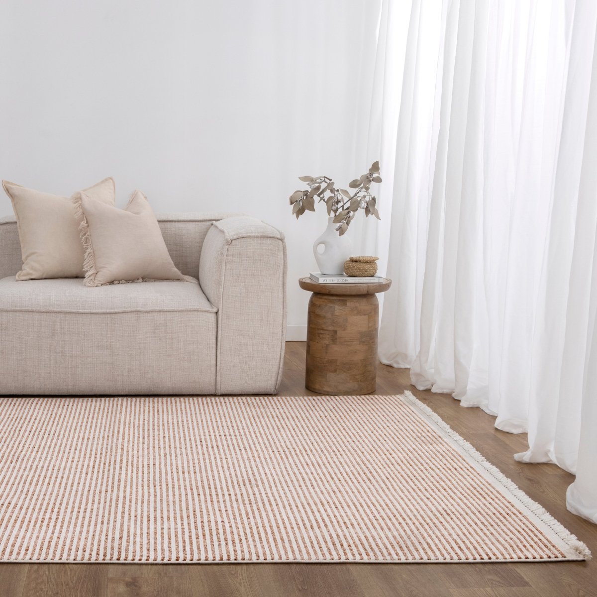 Alira Pink Ivory Loop Stripes Rug