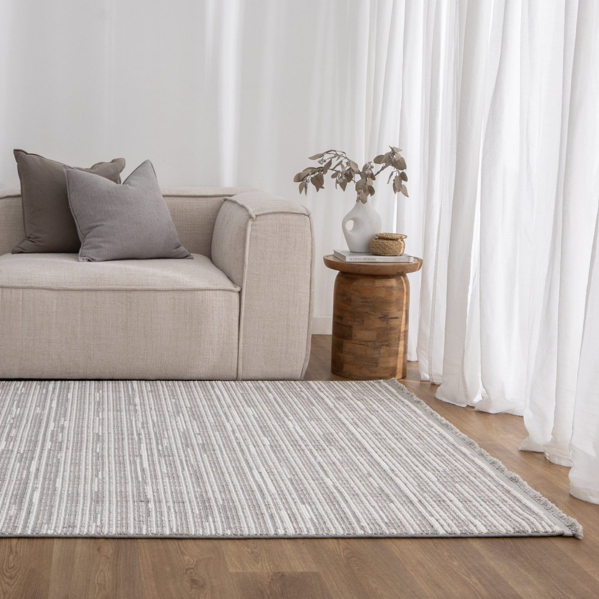 Alira Silver Ivory Loop Lines Rug