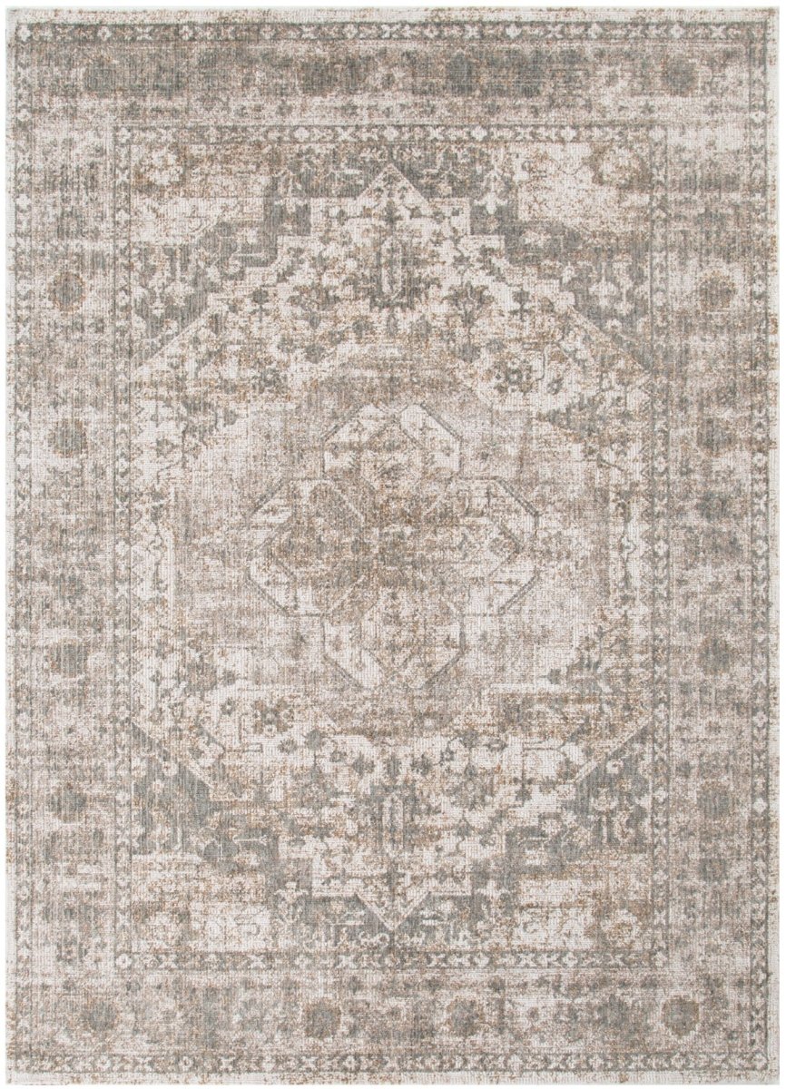 Ayra Cream & Olive Distressed Medallion Vintage Rug