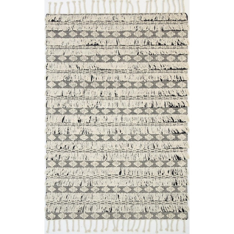 Breeze Black Fringe Cotton Rug Area Rug | Ruggy