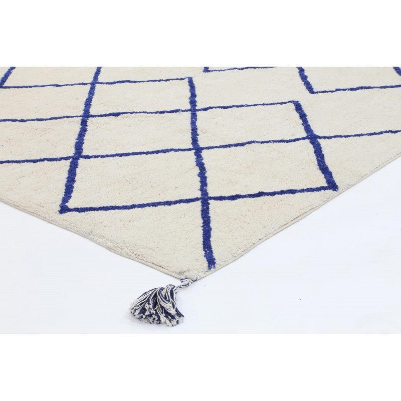 Breeze Diamond Blue Cotton Rug Area Rug | Ruggy