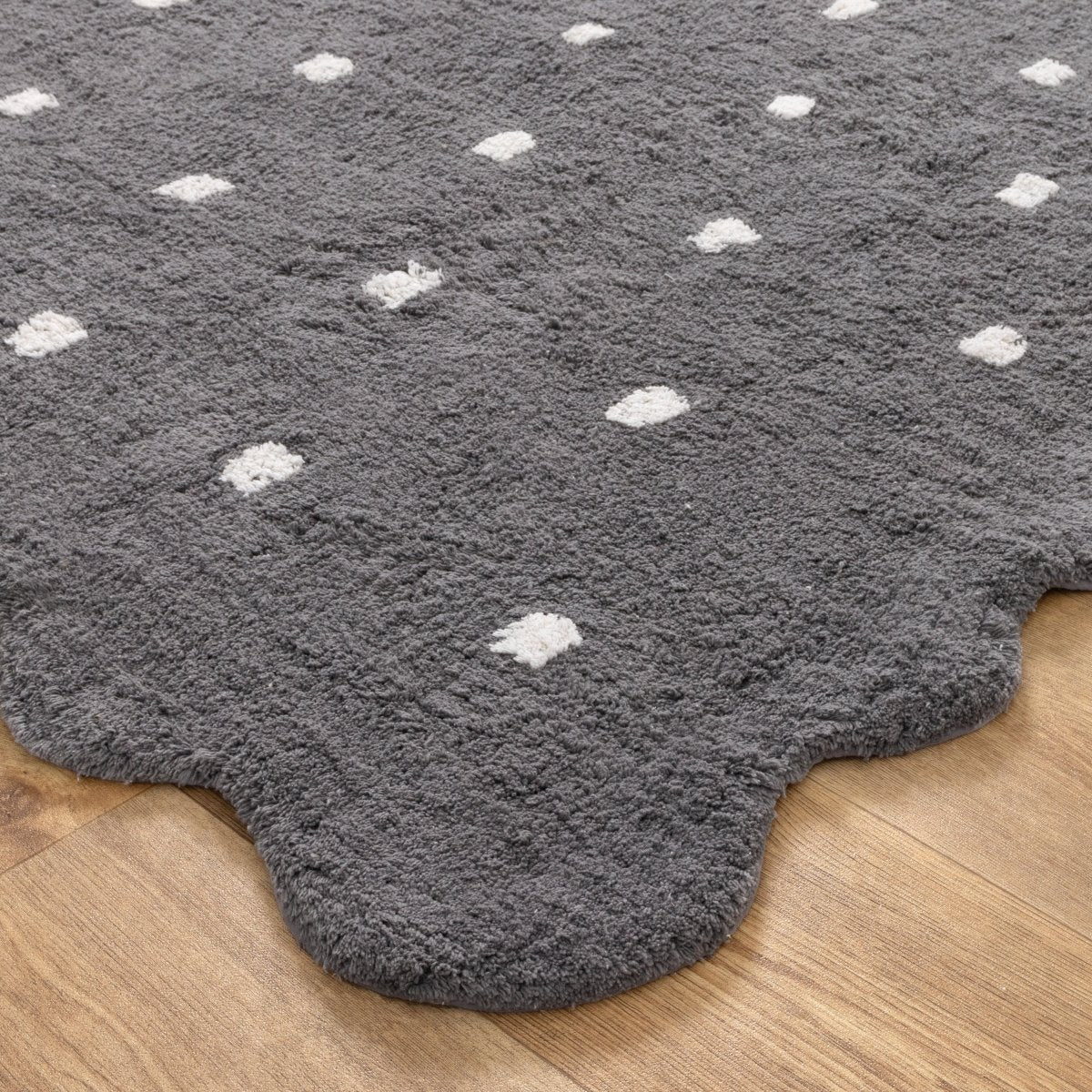 Elara Scalloped Grey Kids Rug