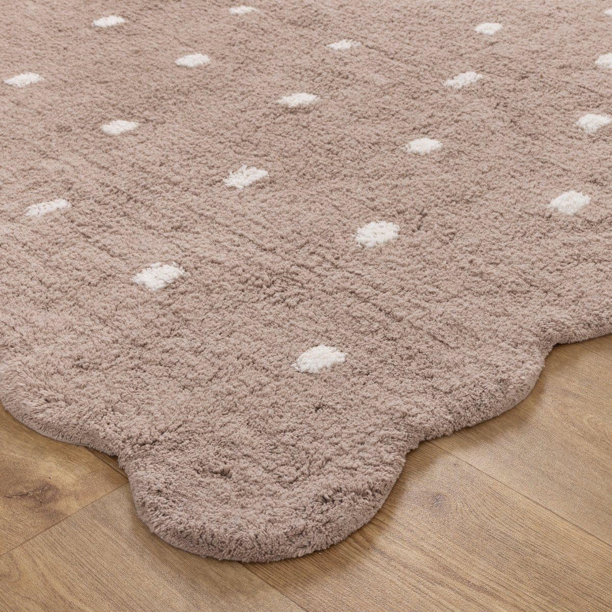 Elara Scalloped Mushroom Beige Kids Round Rug