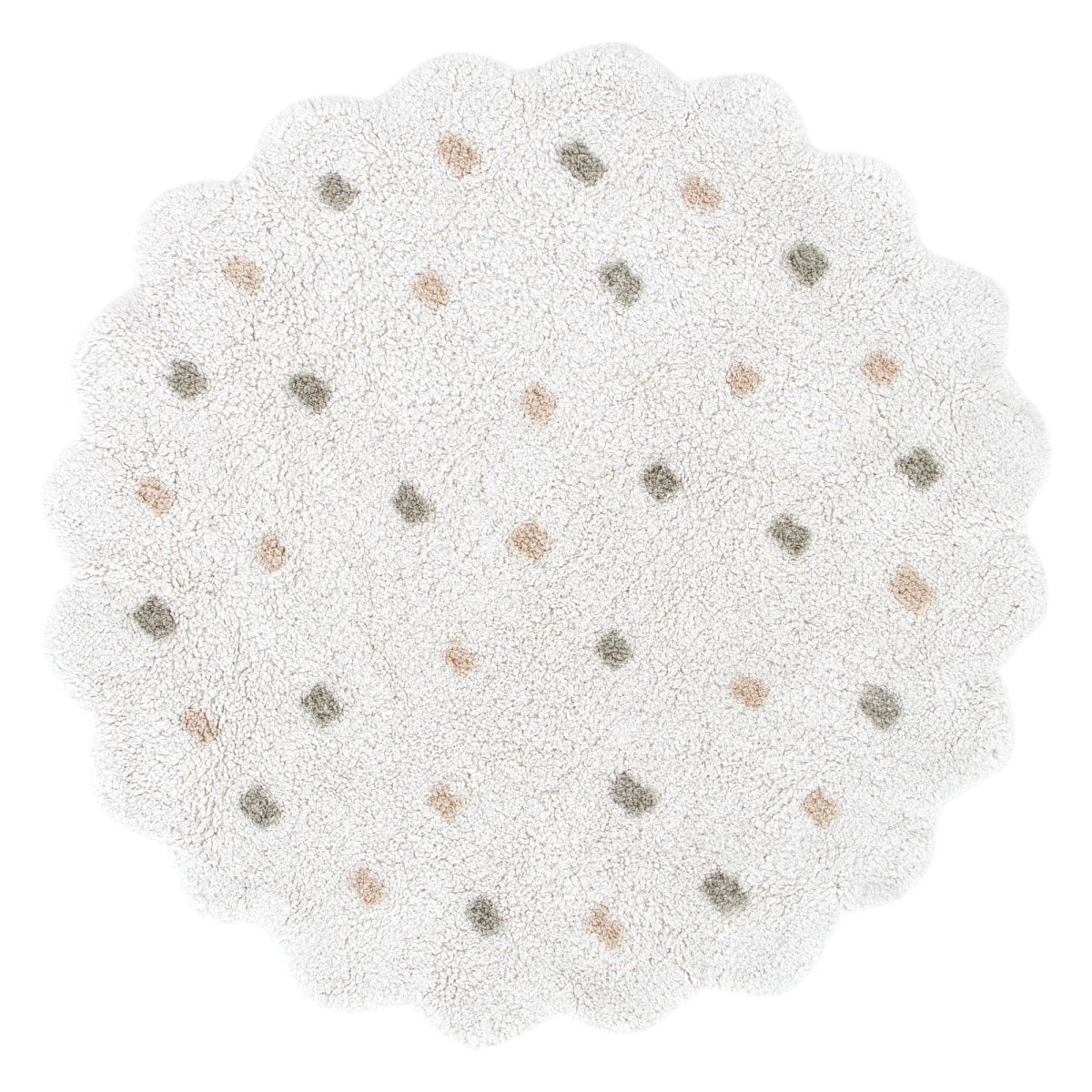 Elara Scalloped White Multi Kids Round Rug