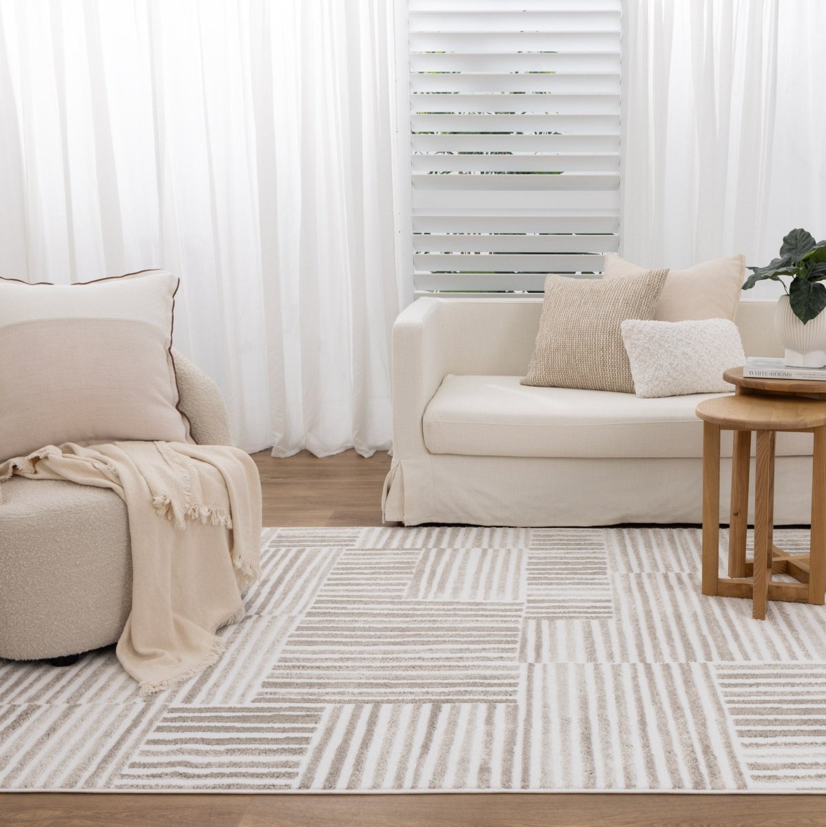 Eloura Geometric Lines Beige Rug