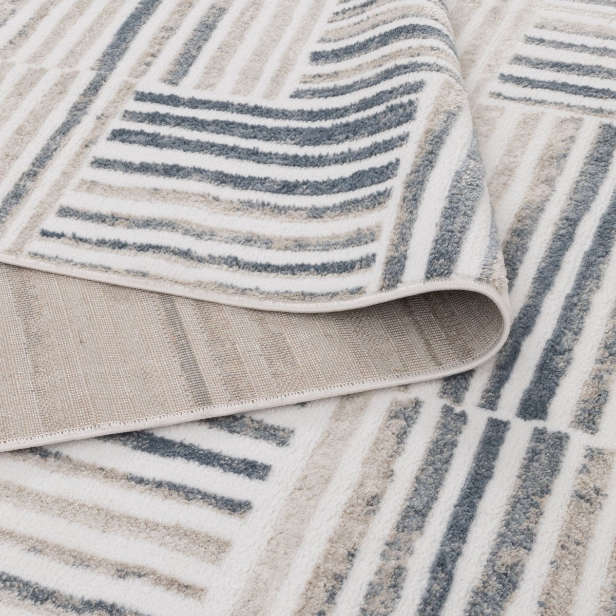 Eloura Geometric Lines Blue Rug