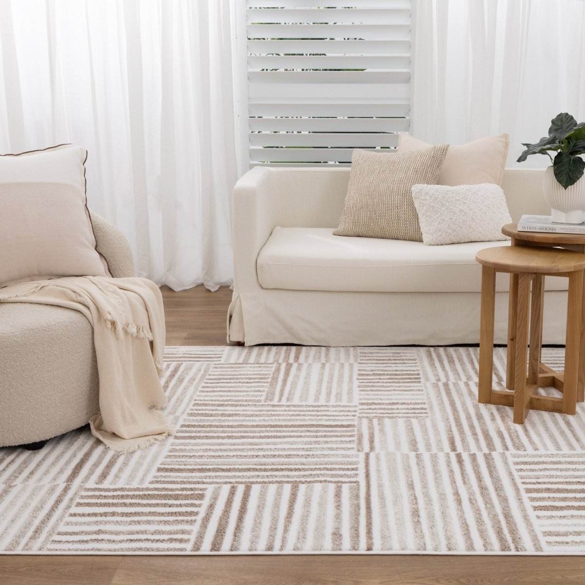 Eloura Geometric Lines Brown Rug