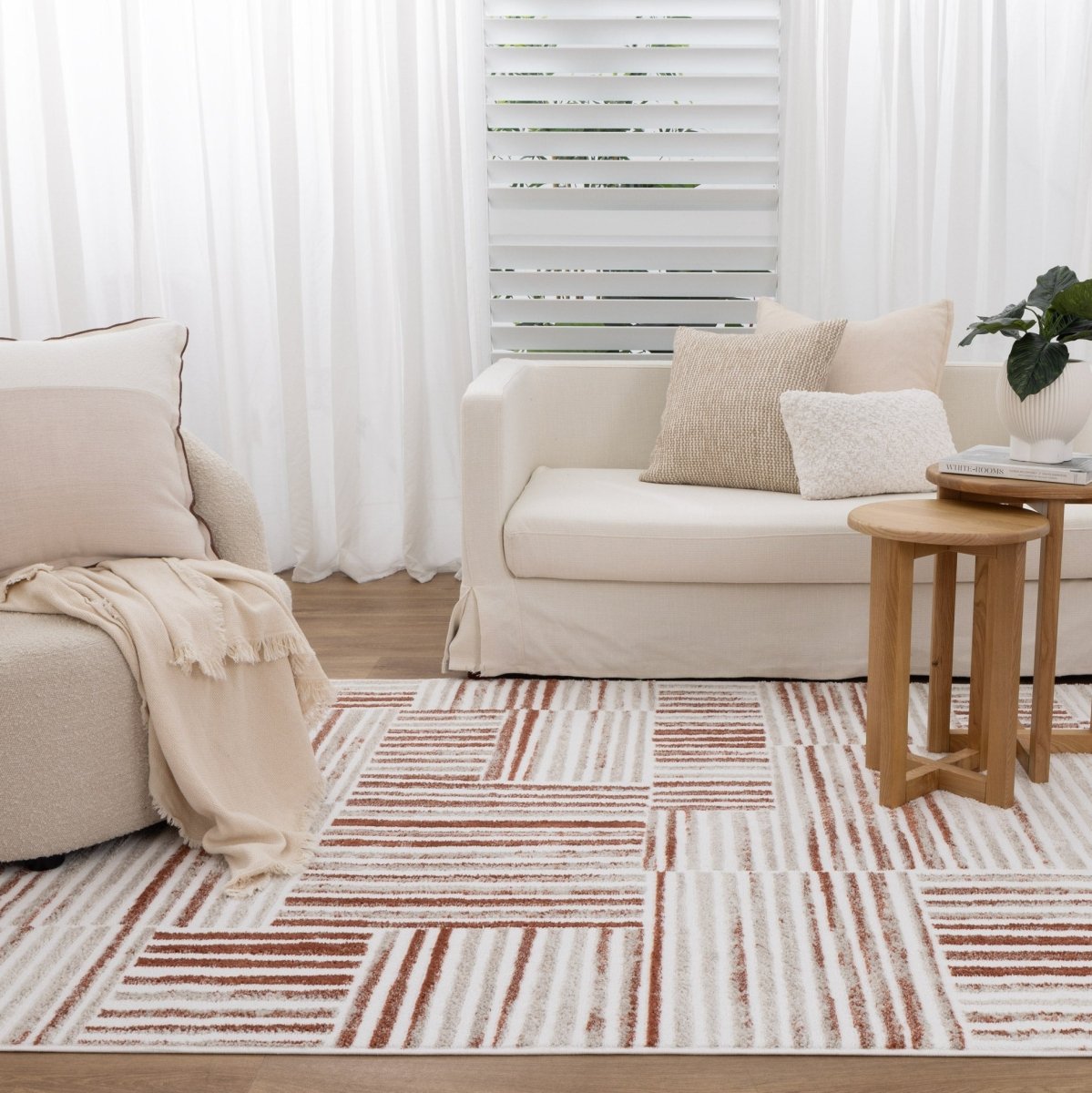 Eloura Geometric Lines Rust Rug