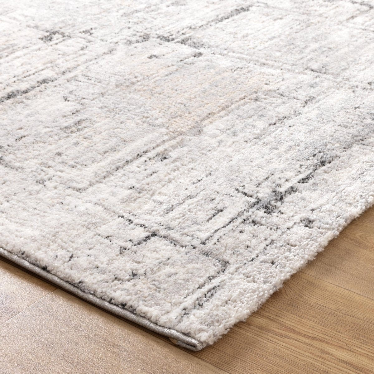 Fjord Grey Distressed Lines Rug