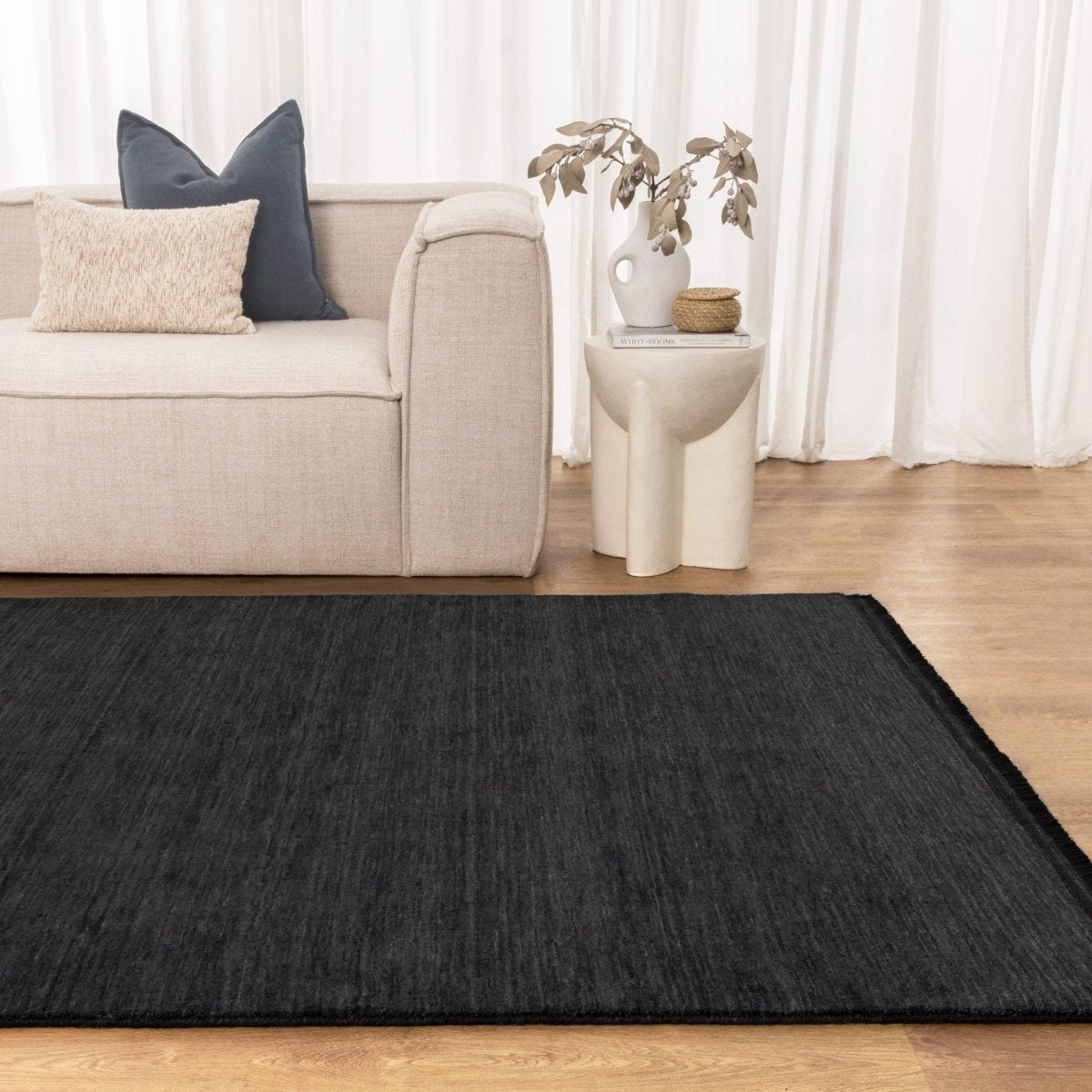 Lamia Charcoal Hand-Knotted Wool Rug