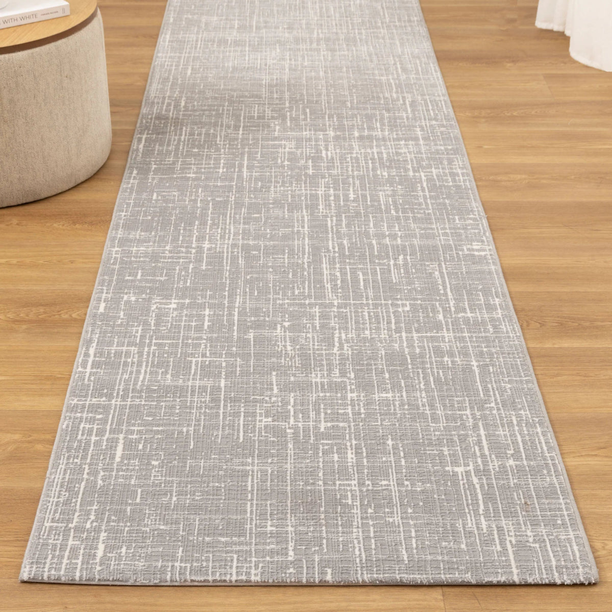 Liora Distressed Geo Lines Grey Rug