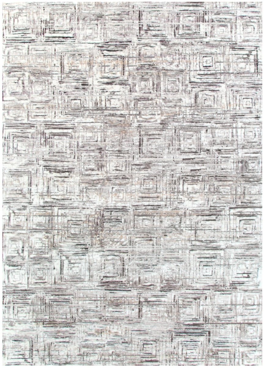 Liora Distressed Geo Squares Grey Rug