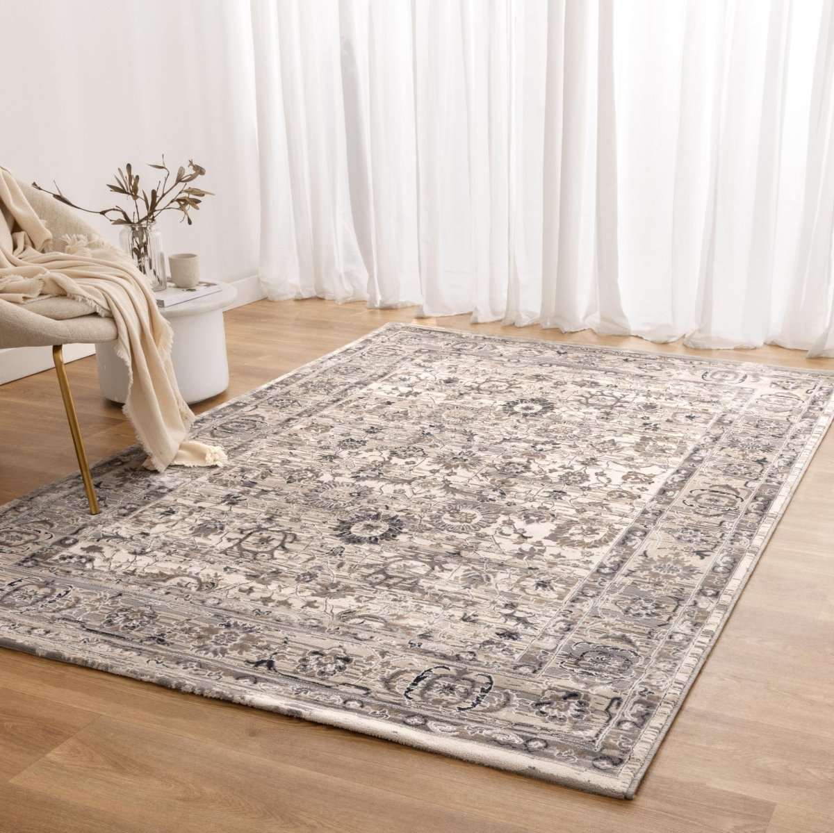 Liora Distressed Transitional Beige Grey Rug