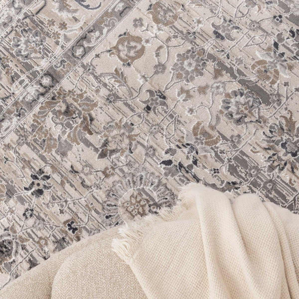 Liora Distressed Transitional Beige Grey Rug