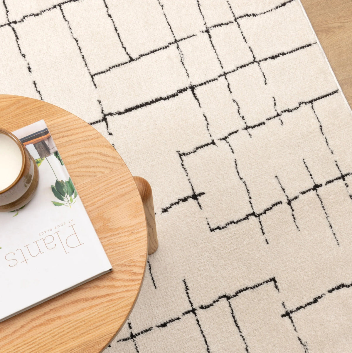 Luna Abstract Lines Black Cream Rug