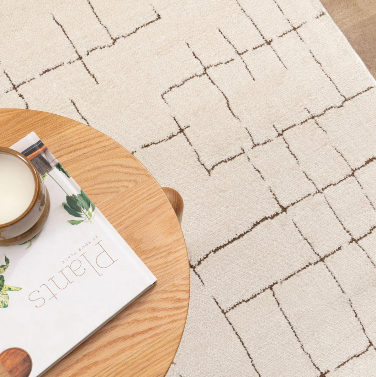 Luna Abstract Lines Brown Cream Rug