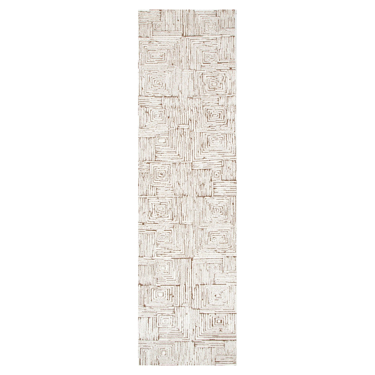 Luna Geometric Squares Cream Brown Rug