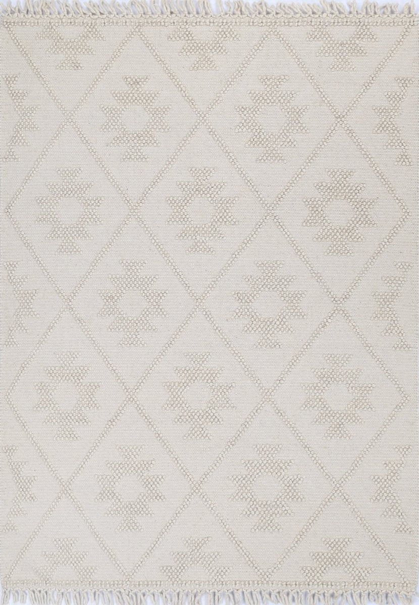 Marco Geometric Beige Wool Rug
