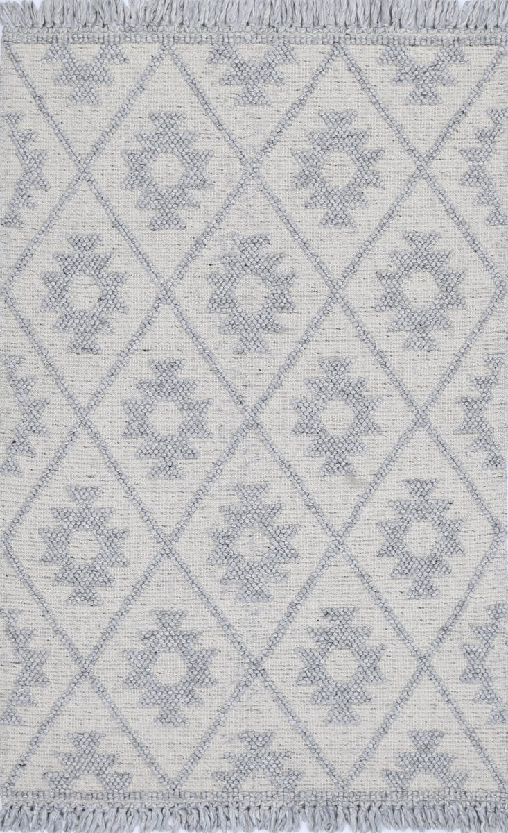 Marco Geometric Grey Wool Rug