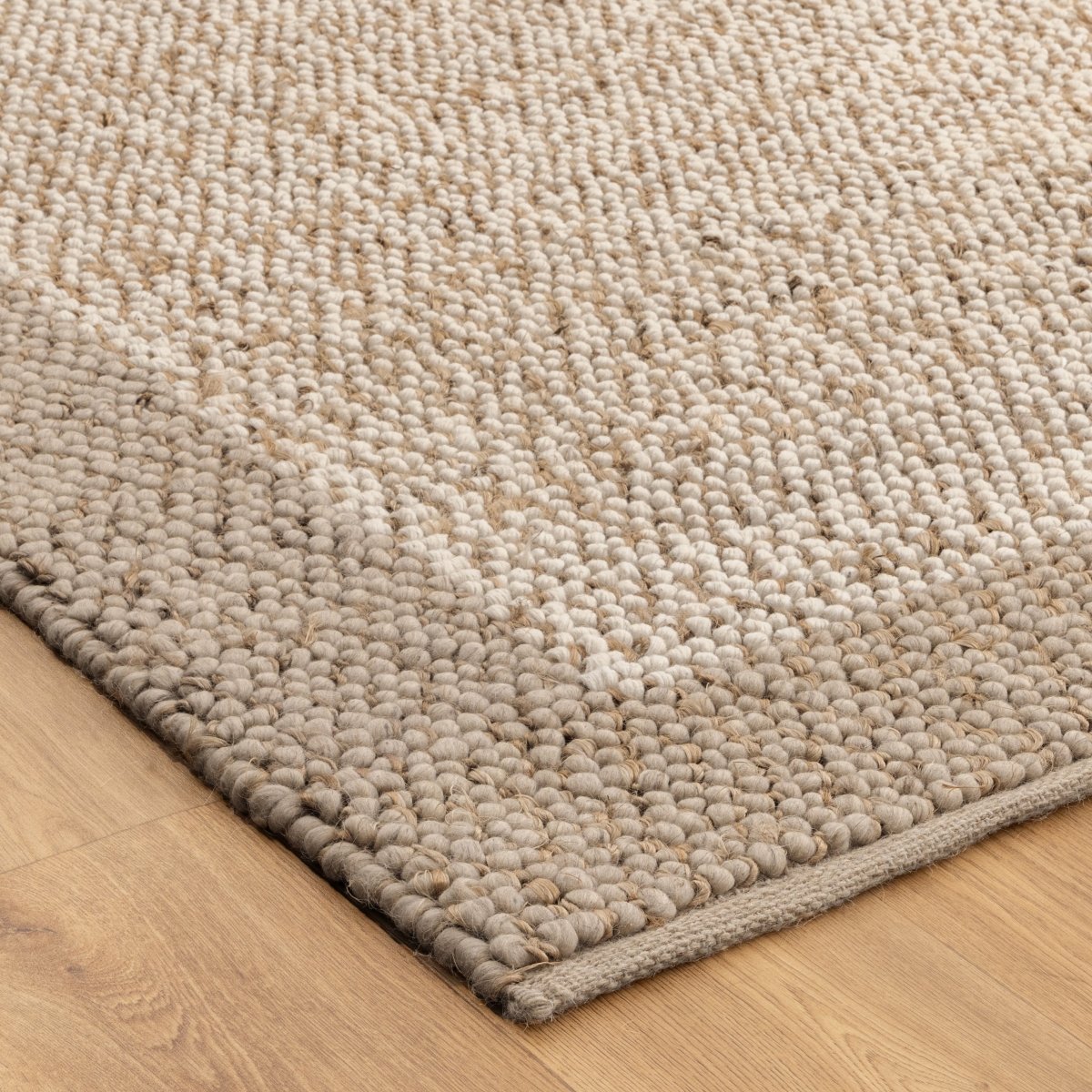 Meadow Plain Border Cream Beige Jute and Wool Rug