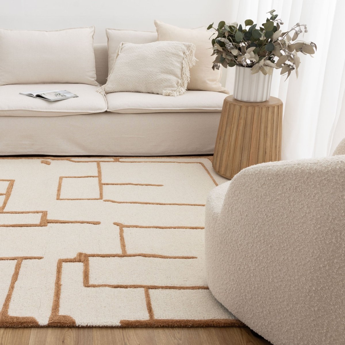 Nirvana Lines Rust Wool Rug