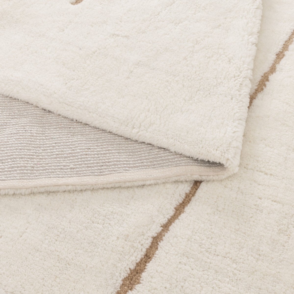 Noola Abstract Beige Lines Washable Wool Rug