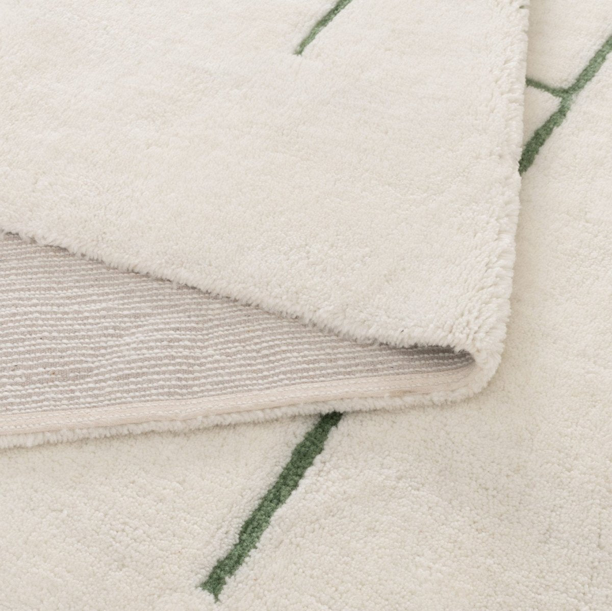 Noola Abstract Olive Lines Washable Wool Rug