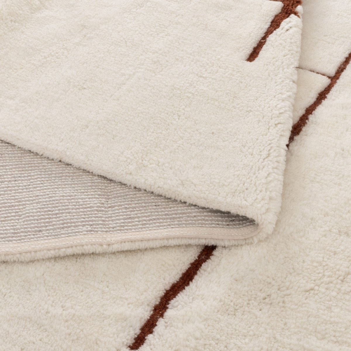 Noola Abstract Terracotta Lines Washable Wool Rug