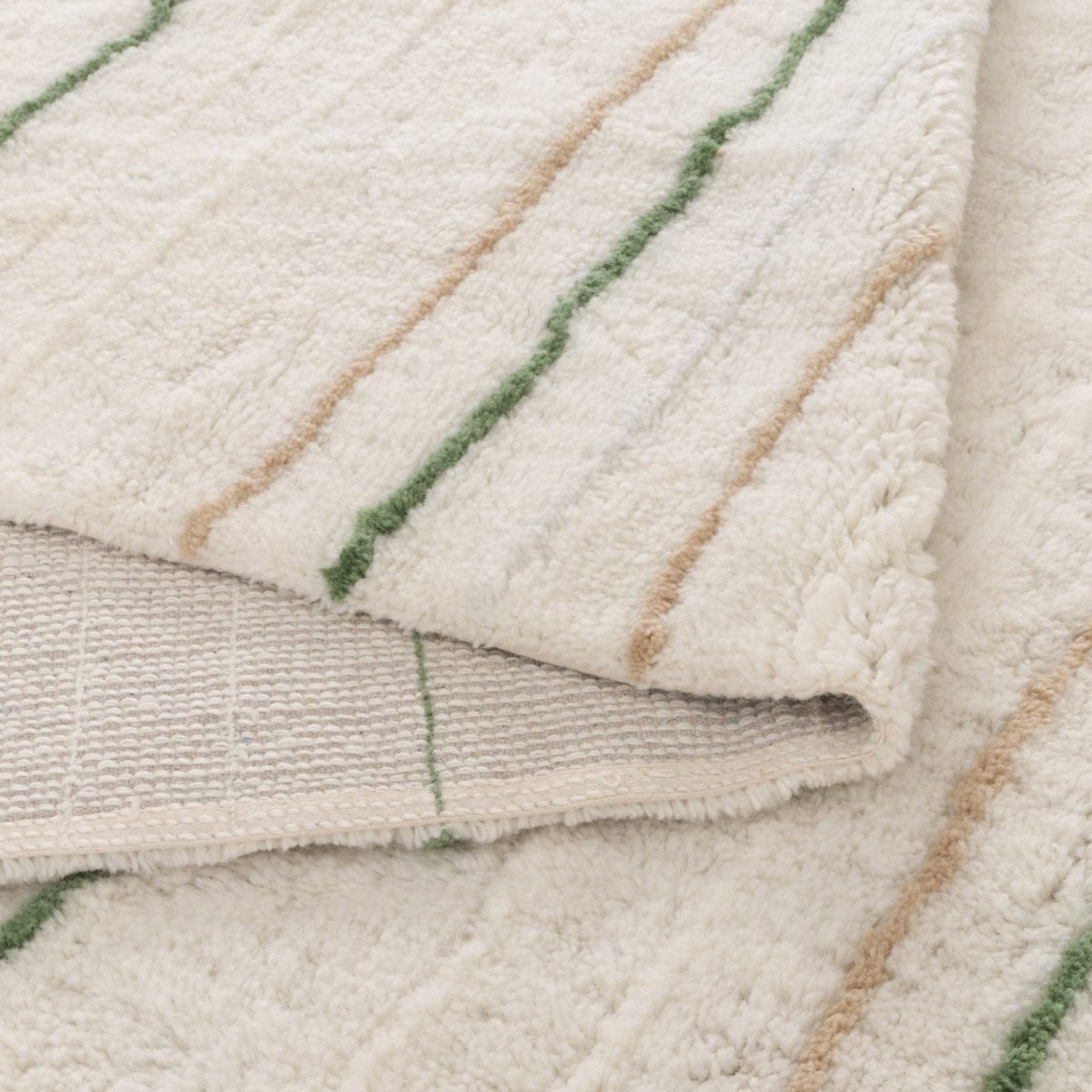 Noola Olive Stripe Washable Wool Rug