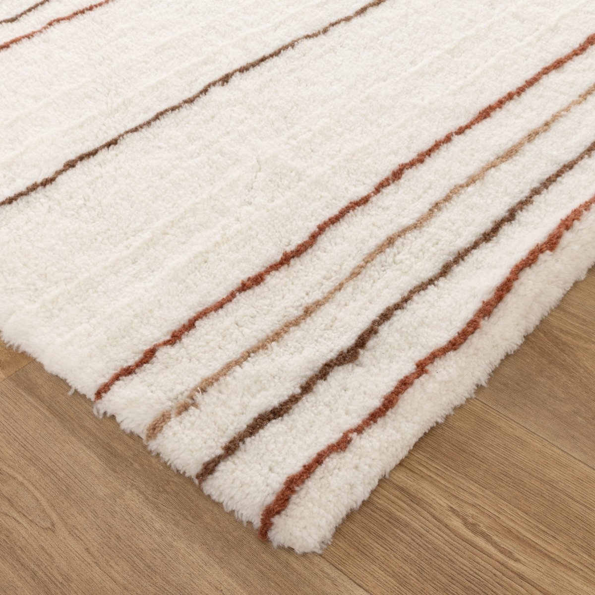 Noola Terracotta Stripe Washable Wool Rug