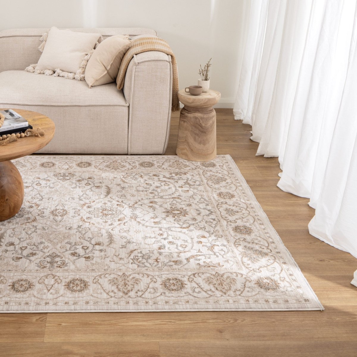 Roselle Ivory Multi Vines Vintage Rug