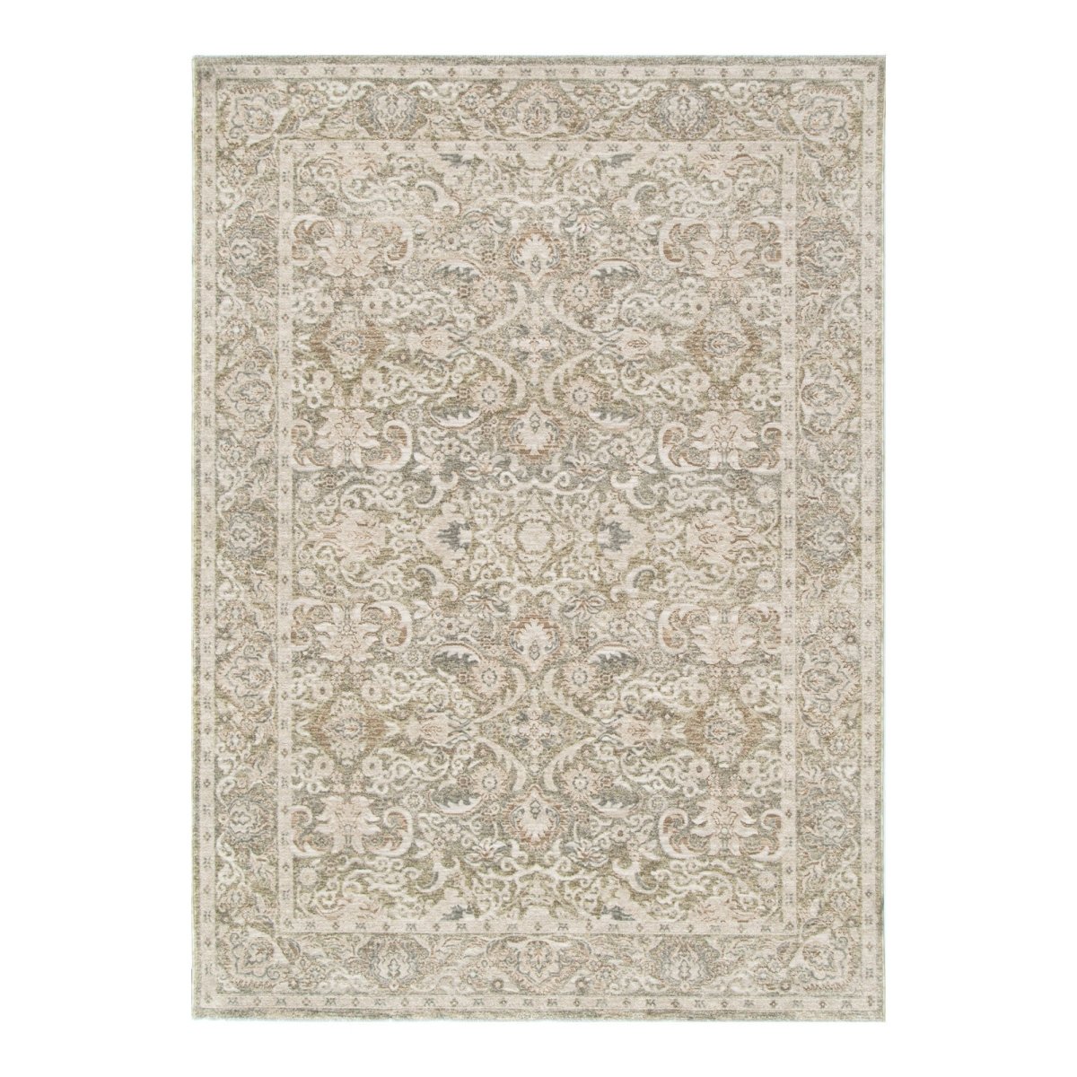 Roselle Regal Green Beige Vintage Rug