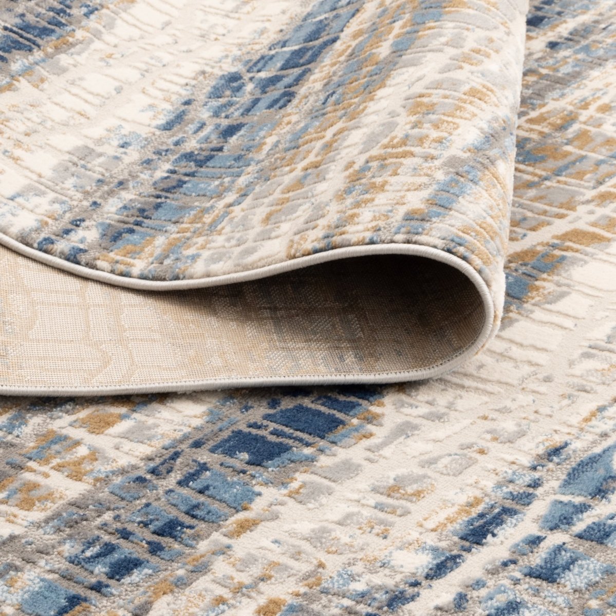 Sustaina White Dark Blue Modern Rug