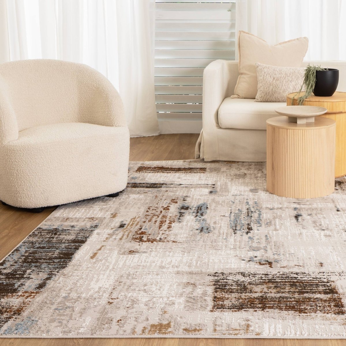 Sustaina White Light Blue Modern Rug