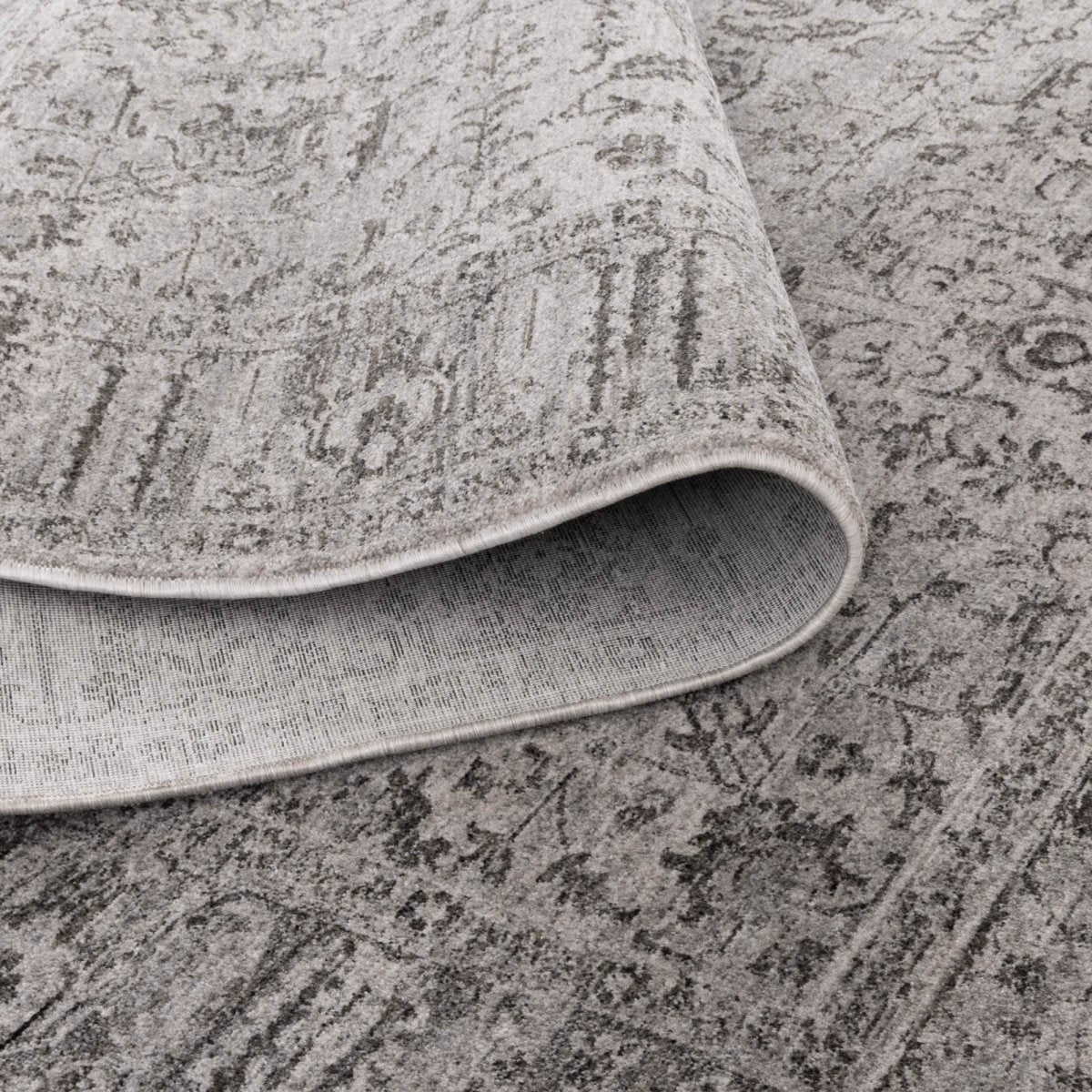 Tarra Distressed Border Grey Rug