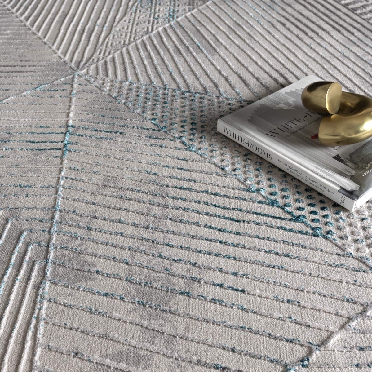 Vita Geometric Grey Blue Rug