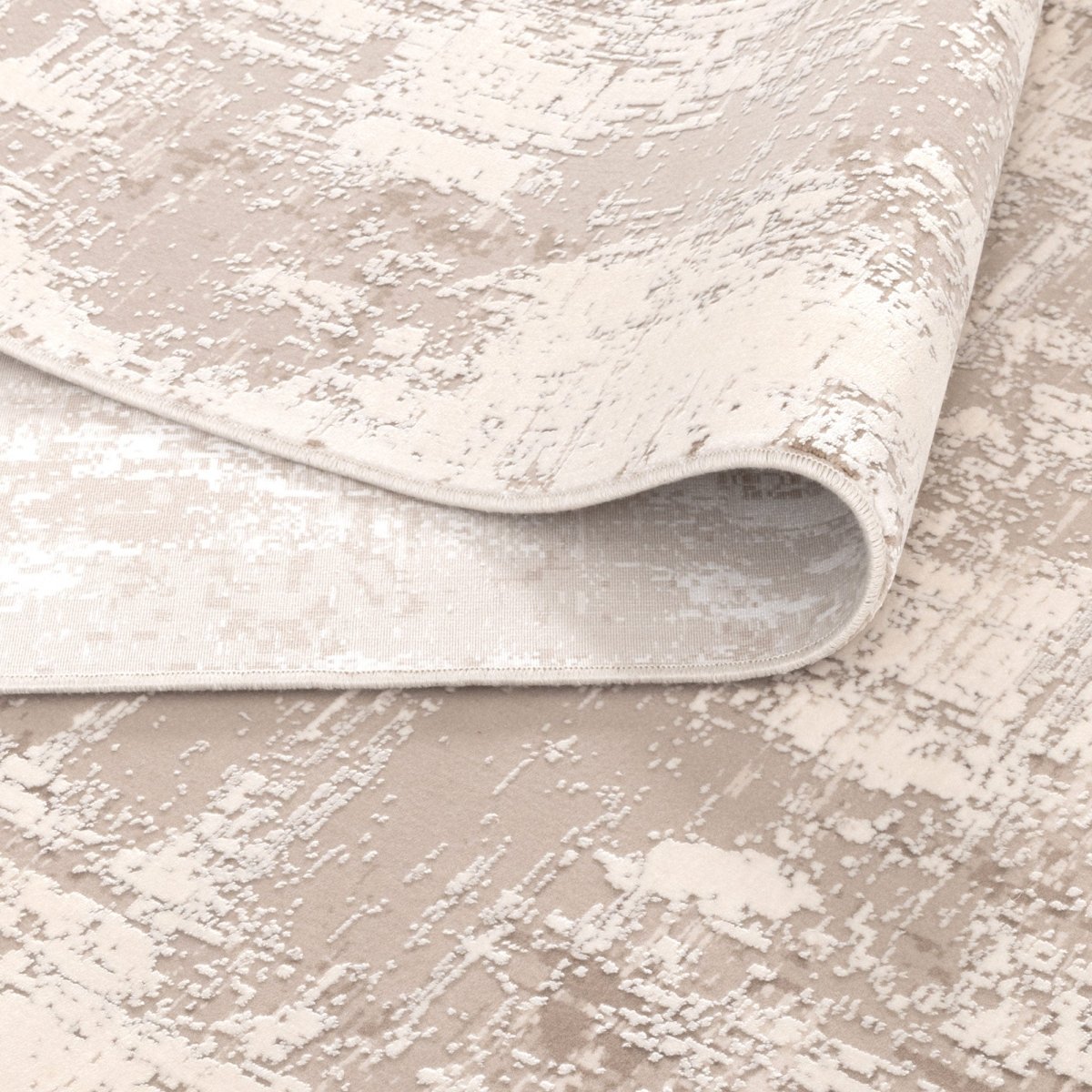 Walwa Distressed Beige and White Modern Rug