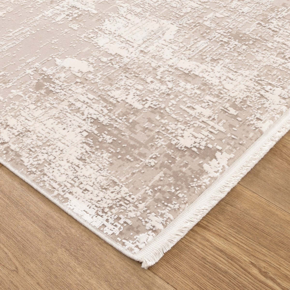 Walwa Distressed Beige and White Modern Rug