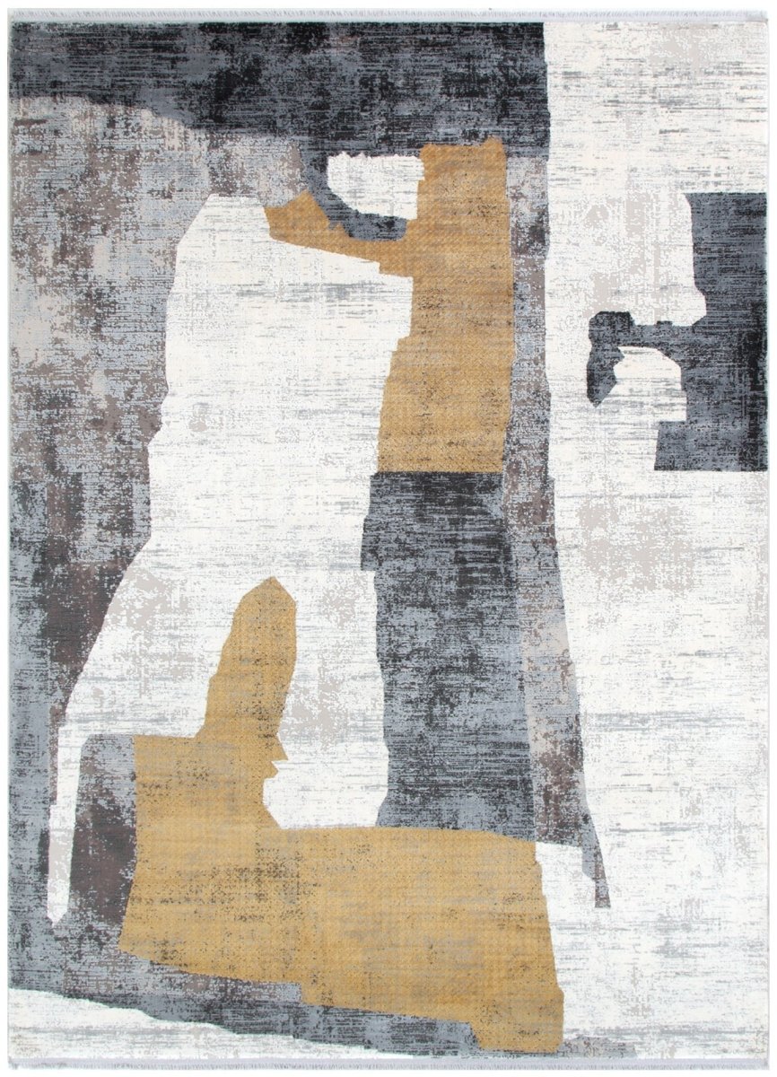 Walwa Shapes Grey Gold Modern Rug