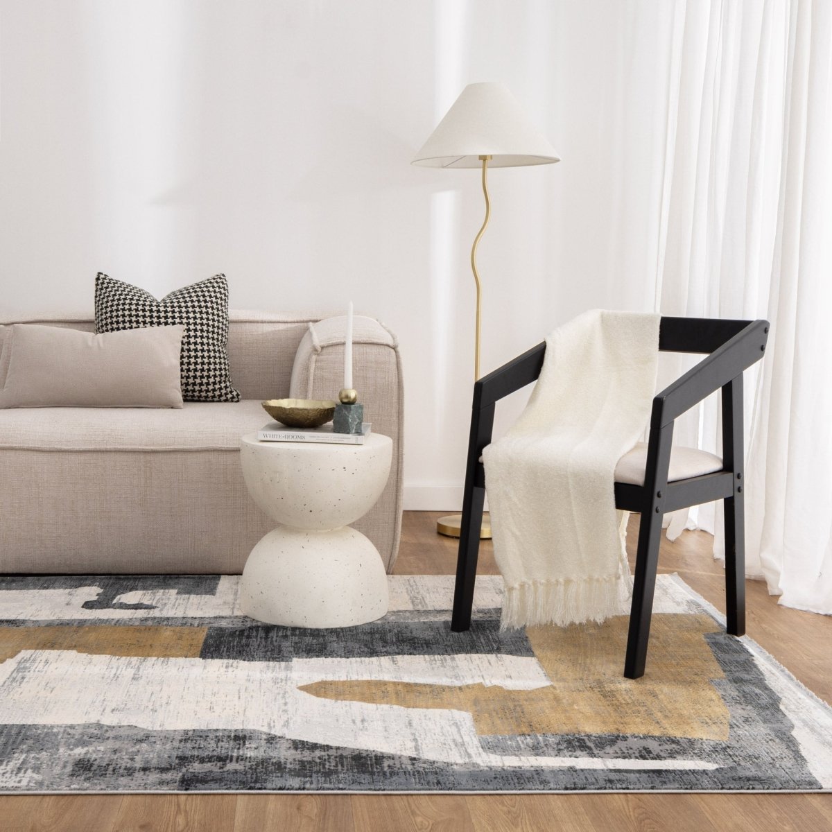 Walwa Shapes Grey Gold Modern Rug