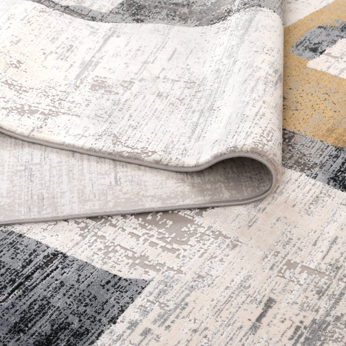 Walwa Shapes Grey Gold Modern Rug