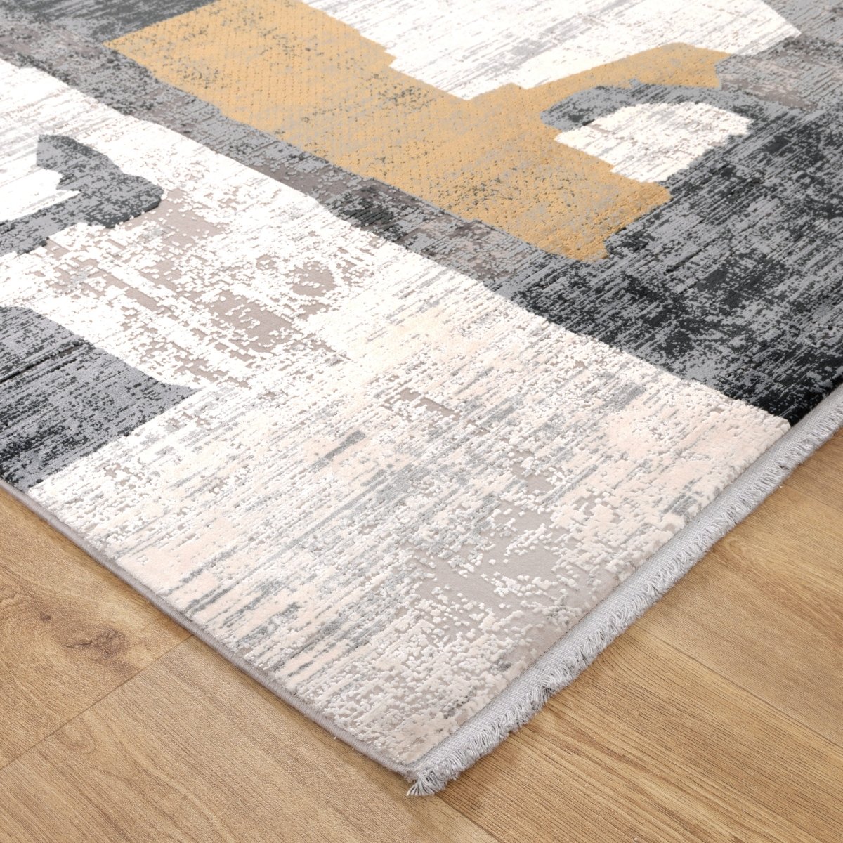 Walwa Shapes Grey Gold Modern Rug