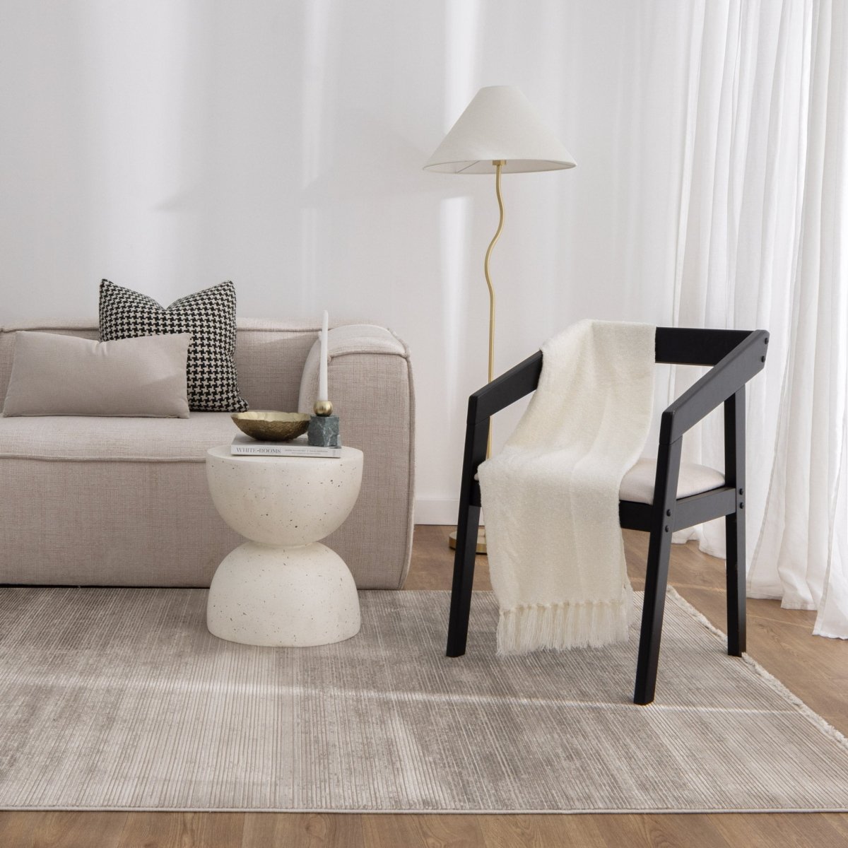 Walwa Stripe Beige Modern Rug