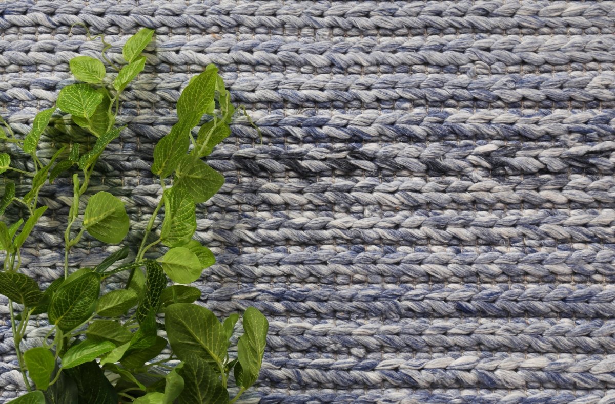 Grace Cue Blue Wool Blend Rug - Ruggy