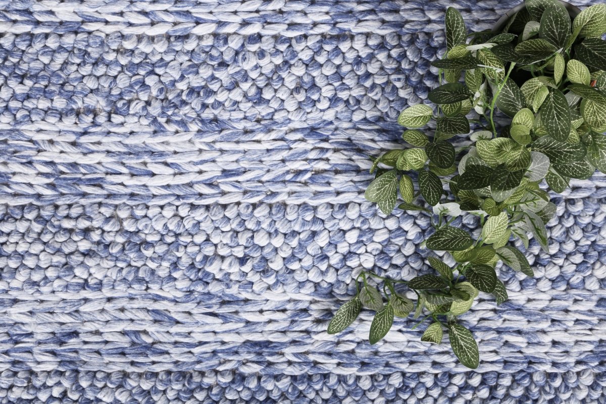 Grace Ringlets Blue Wool Blend Rug - Ruggy