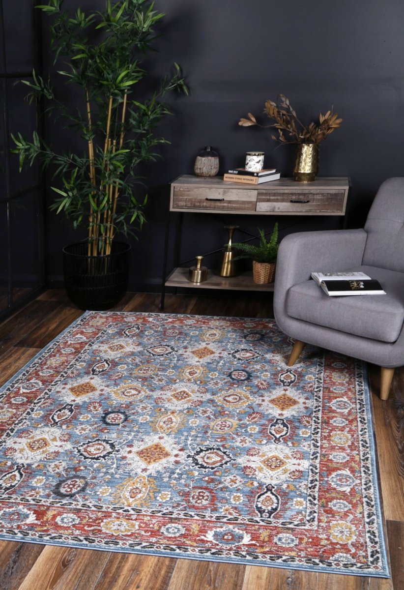 Lagoon Transitional Charcoal Blue Rug - Ruggy