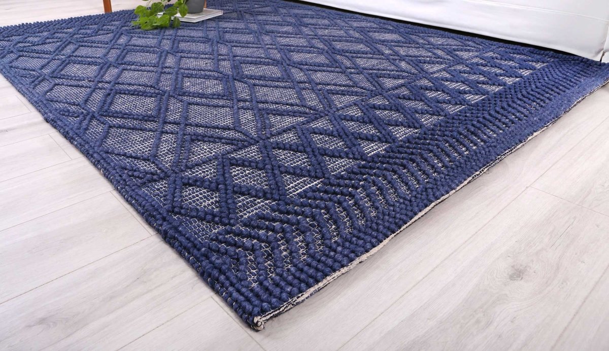 Lavish Tribal Blue Wool Rug - Ruggy