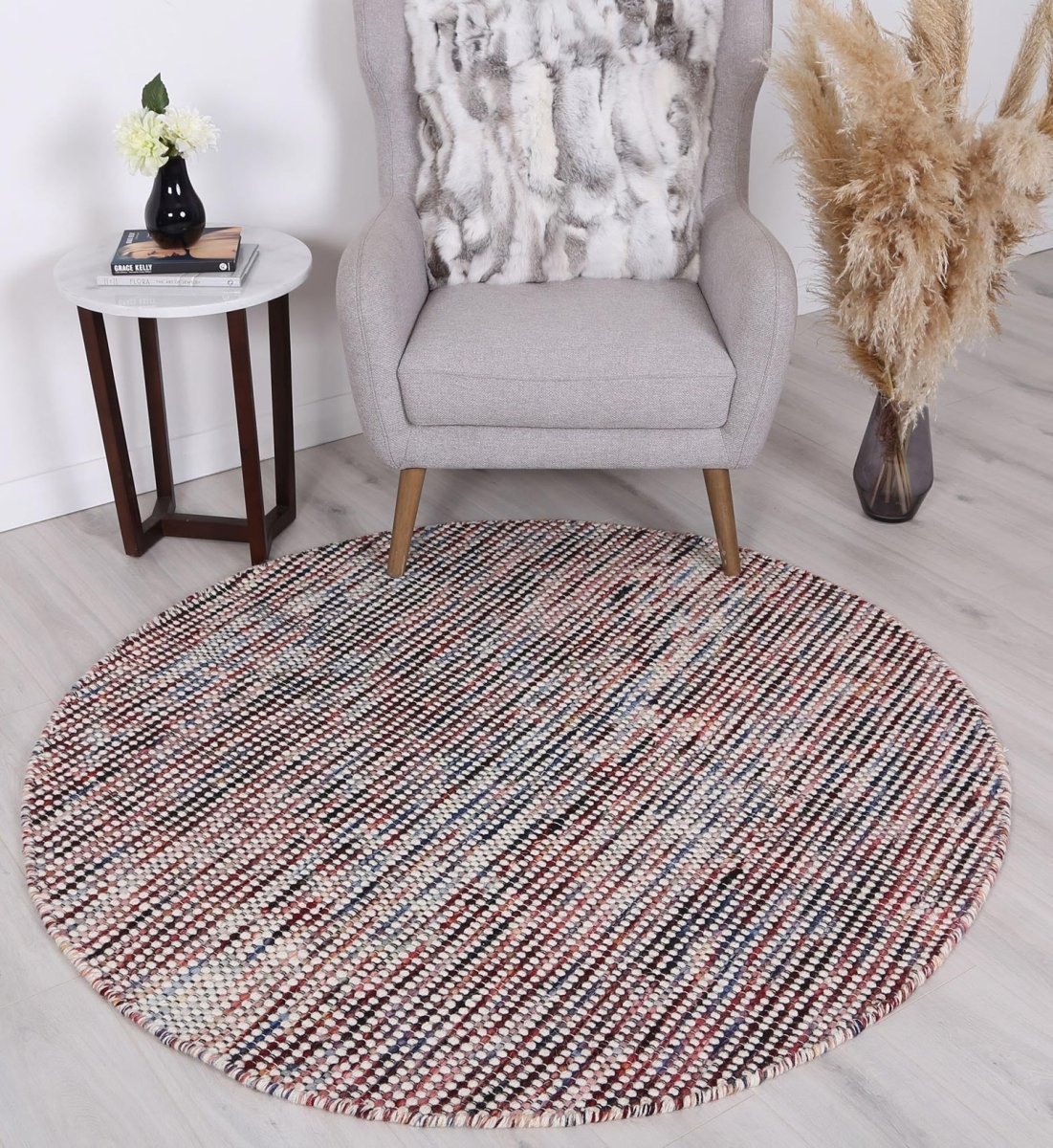 Majesty Multi Reversible Wool Round Rug - Ruggy