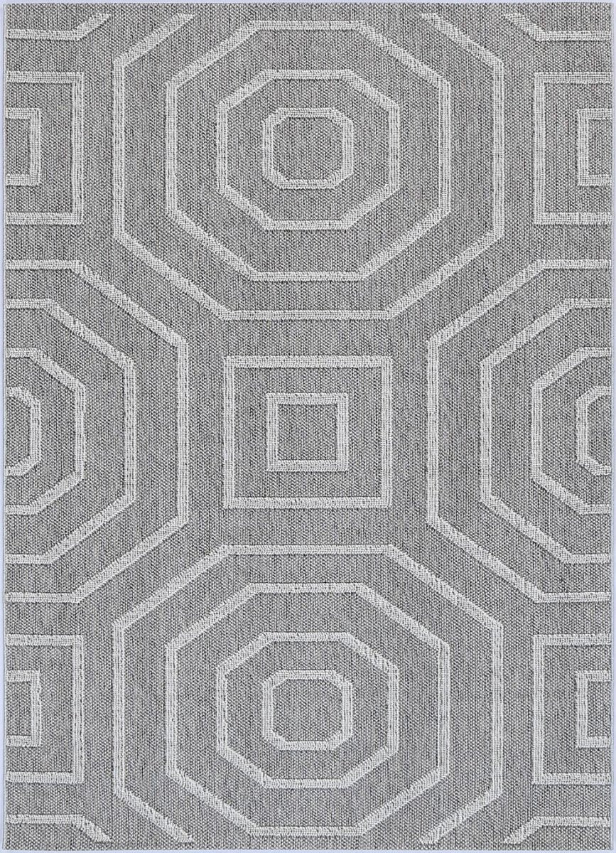Marique Devesi Grey Geometric Flatweave Rug - Ruggy